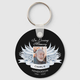 Angel Wings Photo Loving Memory Funeral/Memorial Sleutelhanger