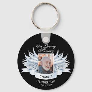 Angel Wings Photo Loving Memory Funeral/Memorial Sleutelhanger