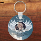 Angel Wings Photo Loving Memory Funeral/Memorial Sleutelhanger (Voorkant)