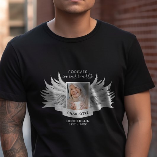 Angel Wings Photo Loving Memory Funeral/Memorial T-shirt