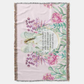 Angel wings pink peony floral wreatepiraat deken (Voorkant Verticaal)