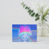 Angel Wings Rainbow Heart Visitekaartje (Staand voorkant)