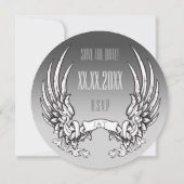 Angel Wings & Ribbon Banner Wedding Invitation Save The Date (Achterkant)