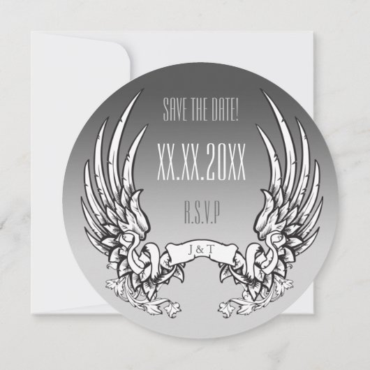 Angel Wings & Ribbon Banner Wedding Invitation Save The Date (Achterkant)