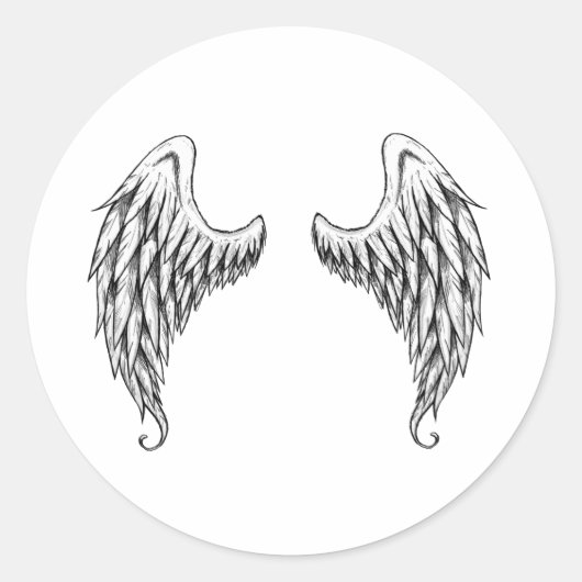 Angel wings ronde sticker (Voorkant)