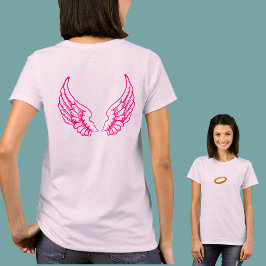 Angel Wings (Roze) Voor- en Achterzijde T-shirt