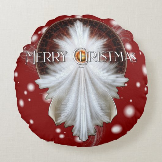 Angel Wings Snowflake Merry Kerstmis TW ISO Rond Kussen (Voorkant)