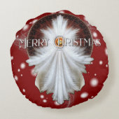 Angel Wings Snowflake Merry Kerstmis TW ISO Rond Kussen (Achterkant)