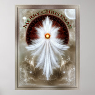 Angel Wings Snowflake Merry Kerstry Poster