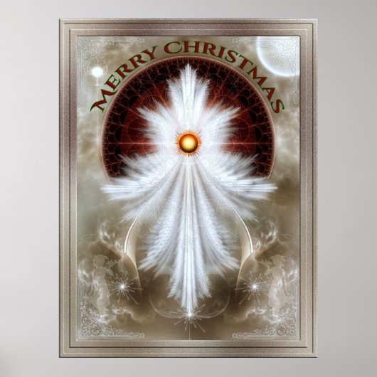 Angel Wings Snowflake Merry Kerstry Poster (Voorkant)
