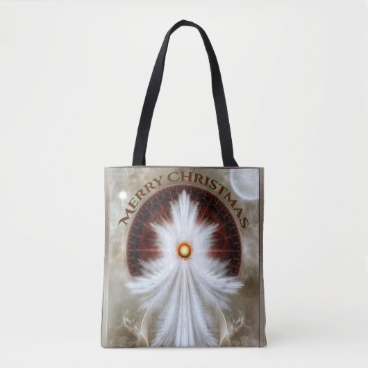 Angel Wings Snowflake Merry Kerstry Tote Bag (Voorkant)