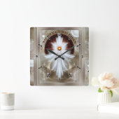 Angel Wings Snowflake Merry Kerstry Vierkante Klok (Huis)