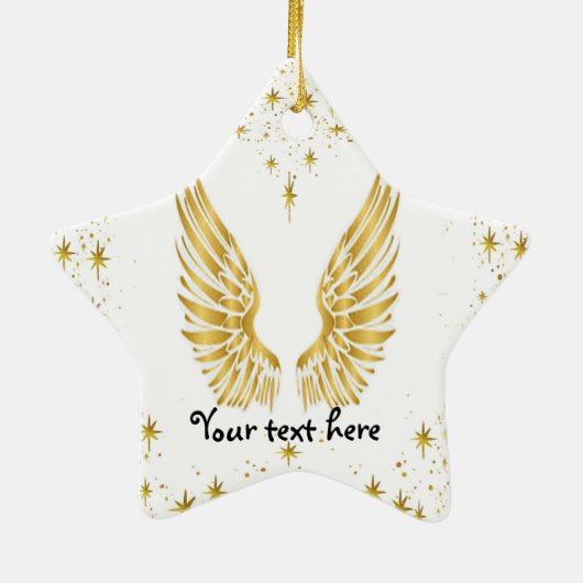 Angel Wings Star-kerstversiering Keramisch Ornament (Achterkant)