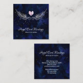 *~* Angel Wings Starry Crystal Heart Night Sky Vierkante Visitekaartje (Voorkant / Achterkant)