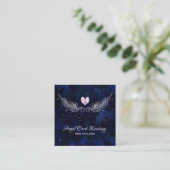 *~* Angel Wings Starry Crystal Heart Night Sky Vierkante Visitekaartje (Staand voorkant)
