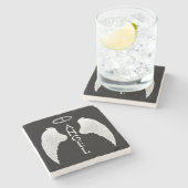 Angel wings stenen onderzetter (Zijkant)