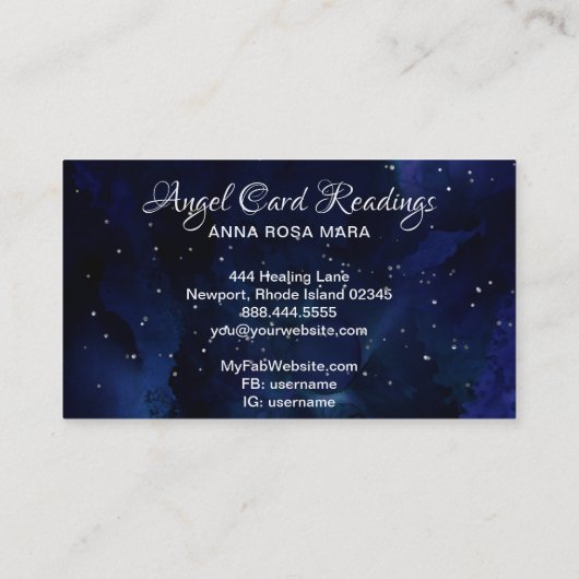*~* Angel Wings Sterrennacht Sky Crystal Heart Visitekaartje (Achterkant)
