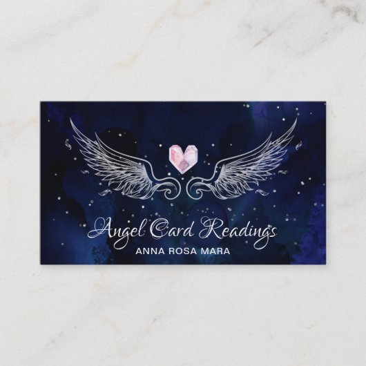 *~* Angel Wings Sterrennacht Sky Crystal Heart Visitekaartje (Voorkant)