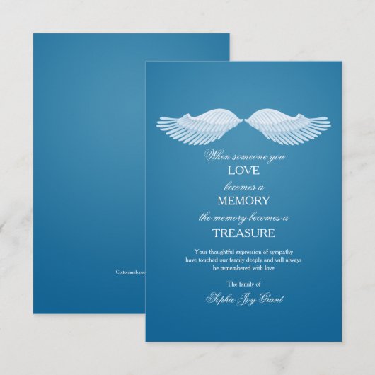 Angel Wings Sympathie Bedankt voor je kaarten (Voorkant / Achterkant)