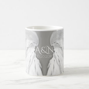ANGEL WINGS Wedding Elegant Grey Initialen Koffiemok