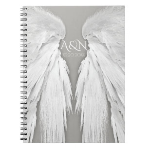 ANGEL WINGS Wedding Initialen Elegant Grey Notitieboek