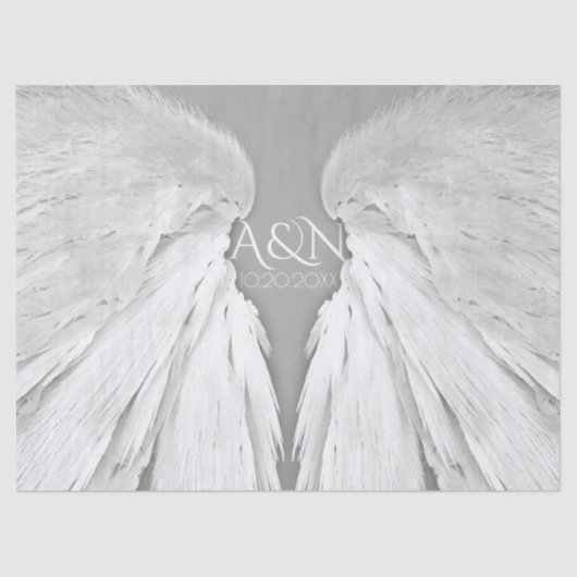 ANGEL WINGS Wedding Initialen Elegant Grey Tissuepapier (Voorkant)
