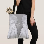 ANGEL WINGS Wedding Initialen Elegant Grey Tote Bag (Dichtbij)