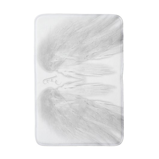 ANGEL WINGS White Custom Monogram Badmat (Voorkant Verticaal)