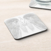 ANGEL WINGS White Custom Monogram Bier Onderzetter (Linkerzijde)