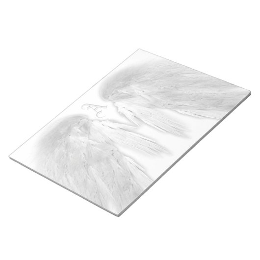 ANGEL WINGS White Custom Monogram Notitieblok (Schuin)