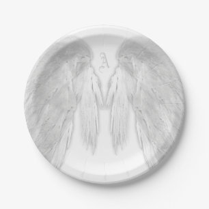 ANGEL WINGS White Custom Monogram Papieren Bordje