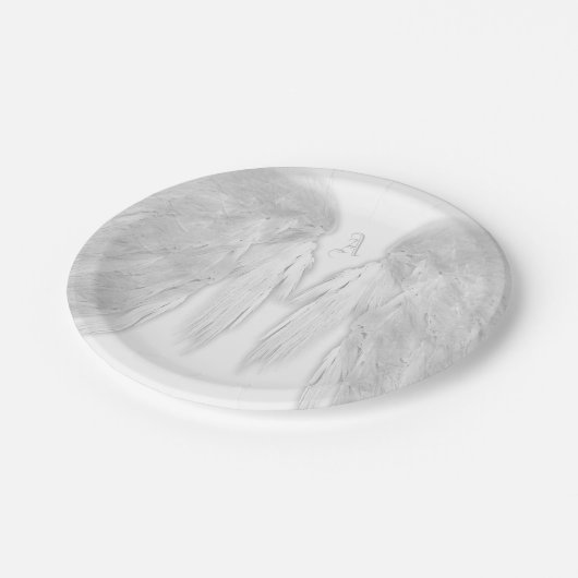 ANGEL WINGS White Custom Monogram Papieren Bordje (Gekanteld)