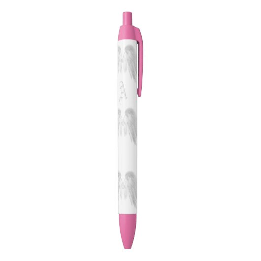 ANGEL WINGS White Custom Monogram Zwarte Inkt Pen (Achterkant (Verticaal))