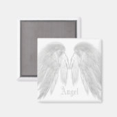ANGEL WINGS White Custom Name Magneet (Voorkant / Achterkant)
