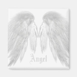 ANGEL WINGS White Custom Name Magneet