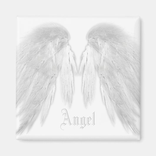 ANGEL WINGS White Custom Name Magneet (Voorkant)