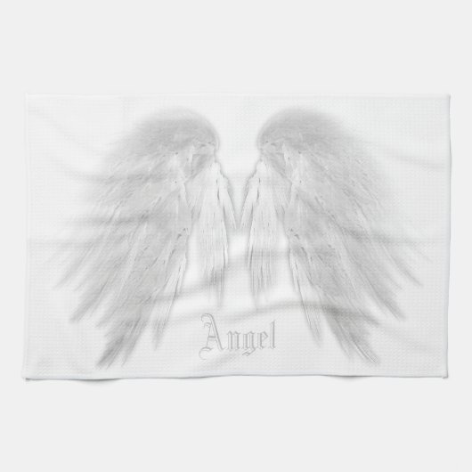 ANGEL WINGS White Custom Name Theedoek (Horizontaal)