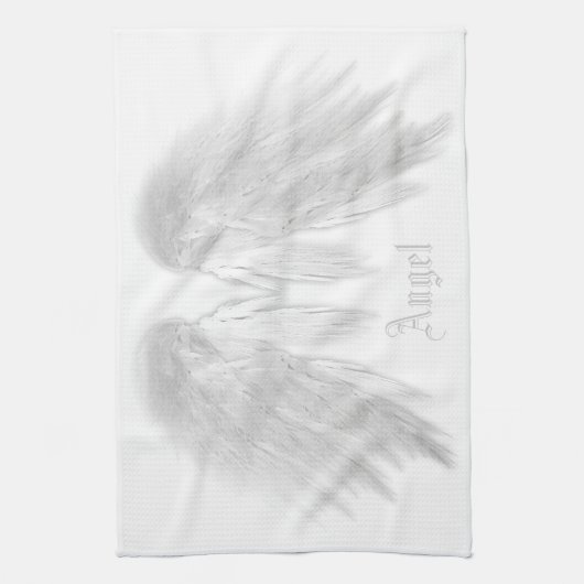 ANGEL WINGS White Custom Name Theedoek (Verticaal)