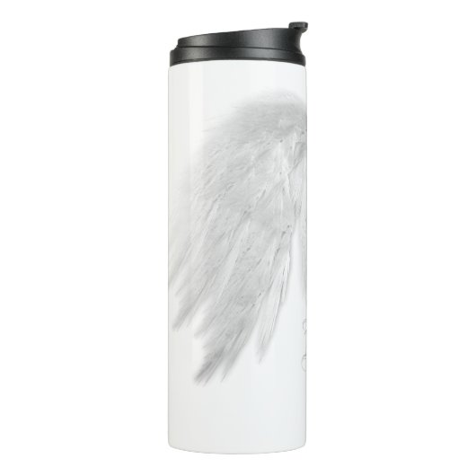 ANGEL WINGS White Custom Name Thermosbeker (Gedraaid links)