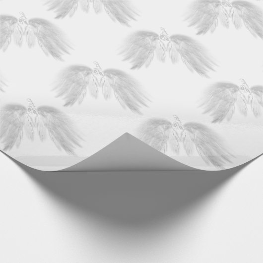 ANGEL WINGS White Heavenly Holly Monogram Cadeaupapier (Hoek)