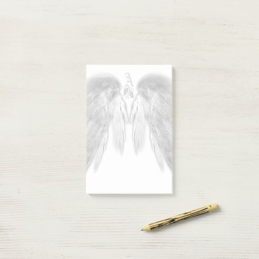 ANGEL WINGS White Heavenly Holly Monogram Post-it® Notes (Op bureau)