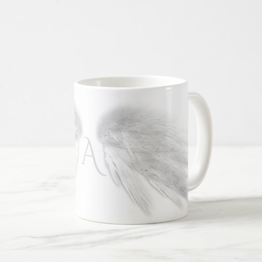 ANGEL WINGS White Monogram Koffiemok (Voorkant rechts)