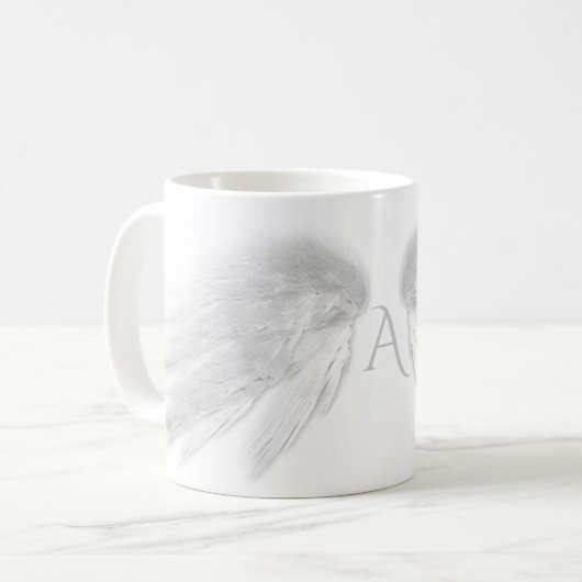 ANGEL WINGS White Monogram Koffiemok (Voorkant links)