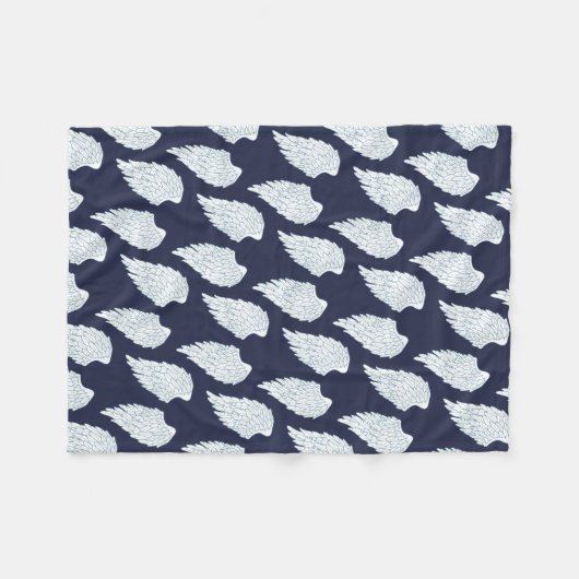  Angel Wings (White & Navy Angel) Fleece Deken (Voorkant (Horizontaal))