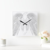 ANGEL WINGS White Vierkante Klok (Huis)
