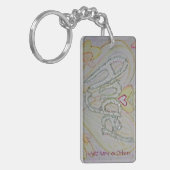 Angel Wings Word Heart Keychain - Aangepaste tekst (Voorkant Links)
