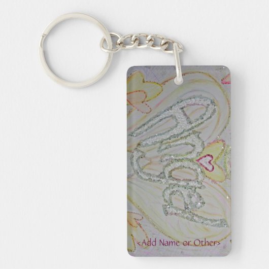 Angel Wings Word Heart Keychain - Aangepaste tekst (Voorkant)