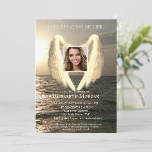 Angel Wings Zee Sunset Fotoviering van het leven Kaart (Staand voorkant)