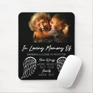 Angel Wings Zwart Aangepaste Foto Memorial Gift Muismat