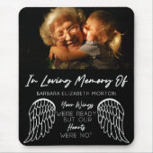 Angel Wings Zwart Aangepaste Foto Memorial Gift Muismat (Voorkant)